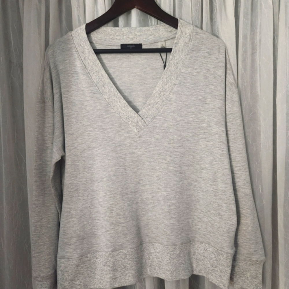 Gray V-Neck Sweater, M, Classic Casual Top Fashionable, Comfortable Style NWT